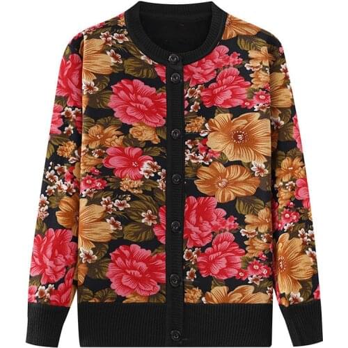 Women Knitted Cardigan Sweater Coats 2020 Autumn Winter Knitwear Tops Middle Age Mother Winter Plus velvet Keep warm Sweater 4XL