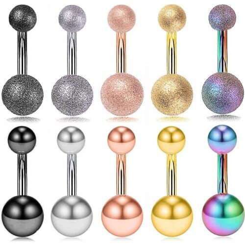 10pcs surgical steel double ball belly rings anodized plated color bell button rings piercing body jewelrys gold black rainbow