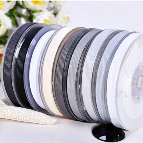 100 yards 9/16/22/25/38/50/75mm size solid color grosgrain ribbon DIY handmade (white)