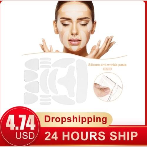 16PCS Reusable Silicone Anti-wrinkle Face Forehead Sticker Cheek Chin Sticker Facial Eye Patches Wrinkle Removal Face Lifting