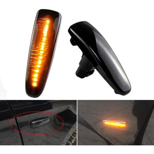 2 pieces Amber Dynamic LED Fender Side Marker Turn Signal Lights Yellow 8351A001 For Mistubish Lancer EVO X Smoke LED Light