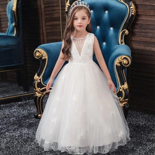 2020 Flower Girls Bridesmaid Wedding Party Dress Kids Dresses For Girls Elegant Princess Dress Children Clothes 3 6 8 10 12 Year