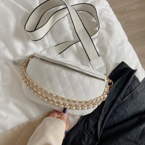 2020 Fashion Trend Women Ladies Classic Crossbody Bag PU Leather Chest Shoulder Handbags Lightweight Purse Chain Strap Satchel