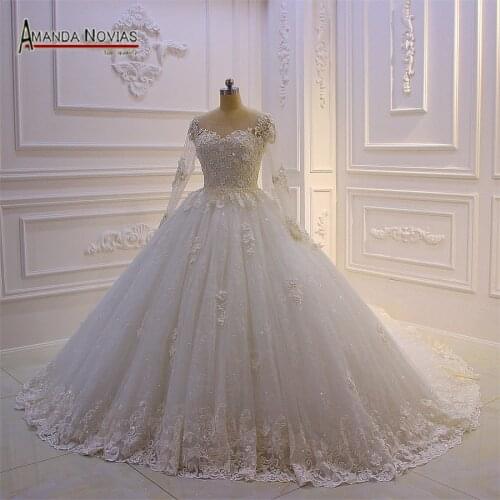 2022 New Collection Sparkling Wedding Dress Ball Gown Real Work High Quality