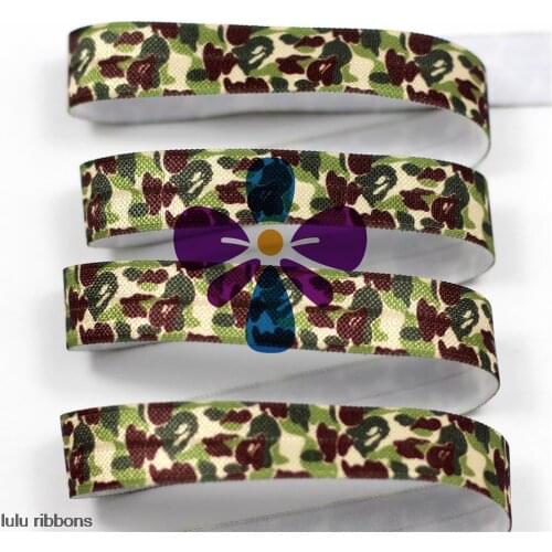 50 Yards Camouflage Printed Elastic Ribbon/Grosgrain Ribbon DIY Handmade Hair Accessories MD160519-25-4231