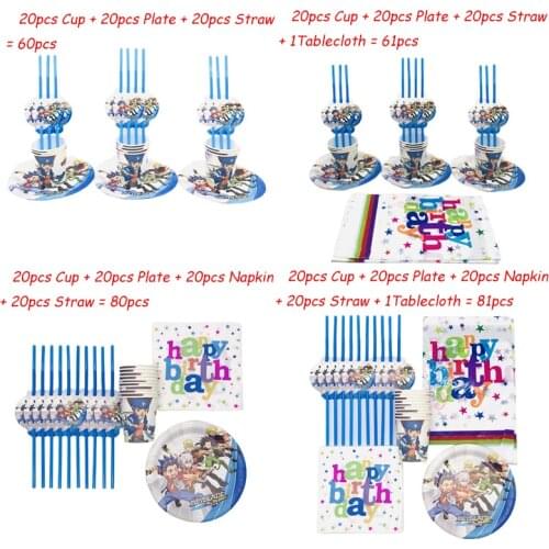 60-81 pcs Beyblade Birthday Party Decorations Christmas Event Kids Favor Cup Plate Napkin Straw Tablecloth Paper Party Supplies