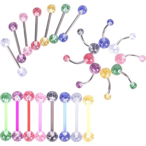 8PCS/Set Colorful Glitters Dangle Belly Button Rings Body Piercing Navel Bar L Body Piercing Bar Body Bar