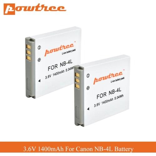 POWTREE 1400mAh NB-4L NB4L NB 4L Batteries for Canon IXUS 30 40 50 55 60 65 80 100 I20 110 115 120 130 IS 117 220 225 230 255 L7