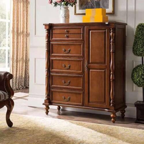 American solid wood chest of drawers storage cabinet European living room storage cabinet Northern Europe bedroom light luxury c