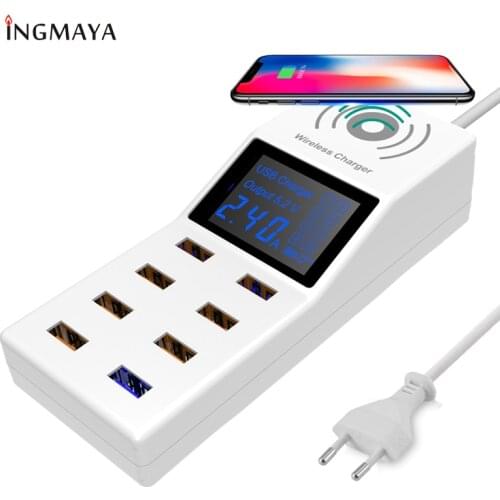 INGMAYA Qi Wireless Charger USB 8A Quick Charge 3.0 Fast Charging Station For iPhone 8 X Samsung S9 Edge Huawei Nexus Mi Adapter