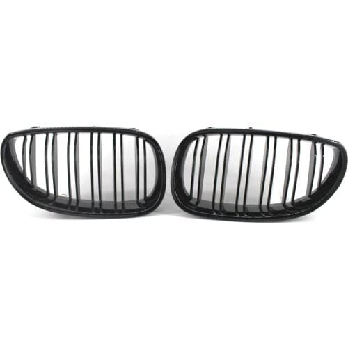 Shiny Black Dual Slat Grille Grill For BMW E60 E61 M5 5 Series 2004-2009