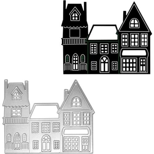Village House Building Metal Cutting Dies Stencil DIY Scrapbooking Album Paper Card Template Mold Embossing Craft Decor