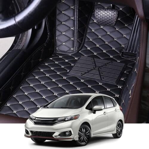For Honda Jazz Fit MK5 2014-2020 5 Seats Car Floor Mat Set Leather Cover Mat Styling Foot Protector Pad Automobile Accessories