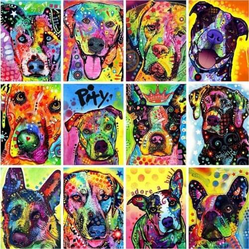 Evershine 5D DIY Diamond Embroidery Colorful Dog Diamond Painting Full Square Animals Rhinestone Mosaic Crafts Kit Home Decor