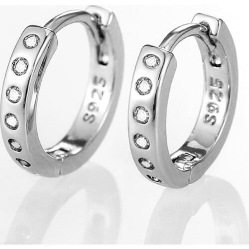 Huitan Minimalist Small Hoop Earrings Women Crystal Cubic Zirconia Simple Stylish Versatile Female Accessories Fashion Jewelry