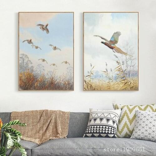 Classical watercolor migratory birds landscape canvas printings oil painting printed on cotton home wall art decoration picture