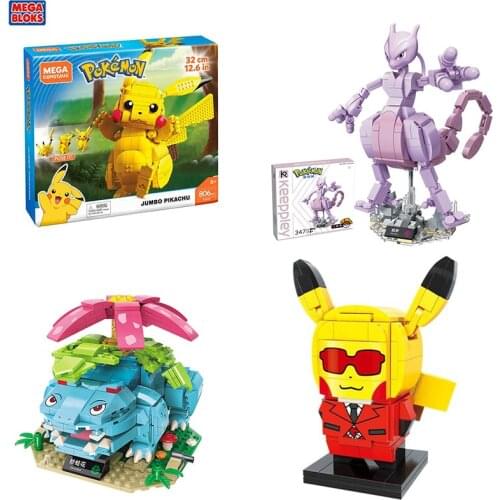 Pokemon Building Blocks Charizard Construction Jumbo Pikachu Squirtle Bulbasaur Set with Character Figures Building Toys for Kid