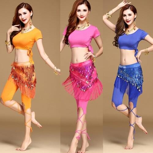 New Style Practice Belly Dance Costume Latin Dance Set Bellydance Clothing Indian Dancing Set Top&pant&Belt Stage Performance