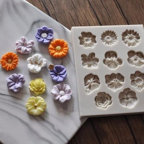 KUXSE 3D Sunflower Rose Flowers Silicone Fondant Mold Cake Border Decorating Tool Sugarcraft Chocolate Gumpaste Molds