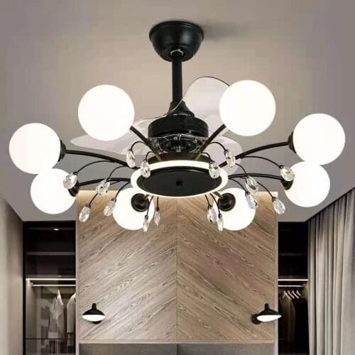 Nordic fan lamp living room light luxury magic bean molecule fan chandelier dining room household integrated tmall Genie ceiling