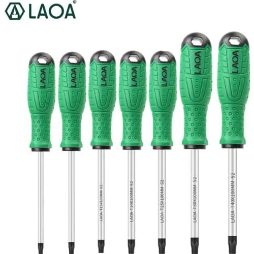 LAOA 7pcs Torx screwdriver S2 alloy steel Magnetic screwdriver T8/T10/T15/T20/T25/T30/T40