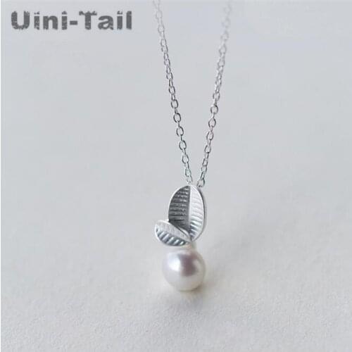 Uini-Tail hot new 925 sterling silver art small fresh pearl sprout leaves necklace fashion tide flow high quality jewelry GN041