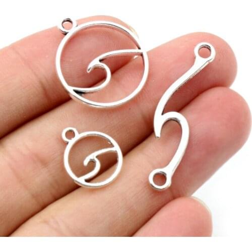 Fashion Antique Silver Plated Wave Small Charms Pendant Alloy Metal DIY Jewelry Findings Accessories for Neckalce Bracelet