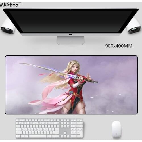 MRGBES Gaming Mouse Pad Large Anime Cartoon Girl Non-slip Nature Rubber with Locked Edge Unique Game Mousepad Notebook Mice Mats