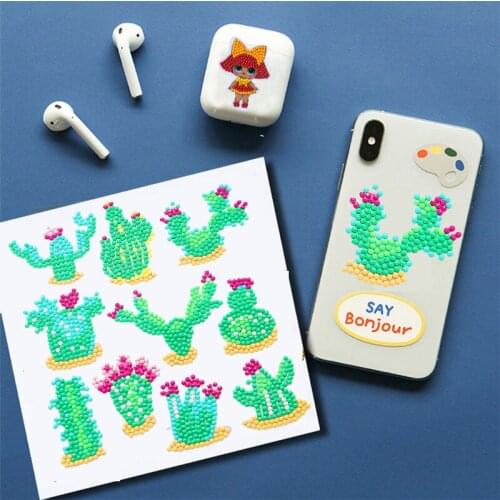 Cactus Diamond Painting Kits For Kids 5D DIY Diamond Mosaic Stickers Children Plant Flowers Rhinestone Handmade Arts and Crafts