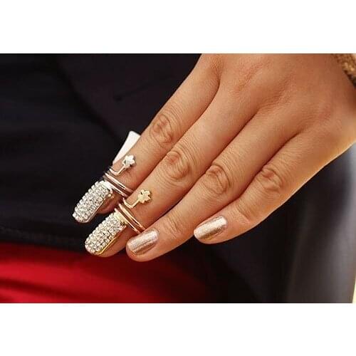 New Arrival Punk Cool Charms Nail Sets Jewellery Finger Rings / Fake Nail Art Rings Women