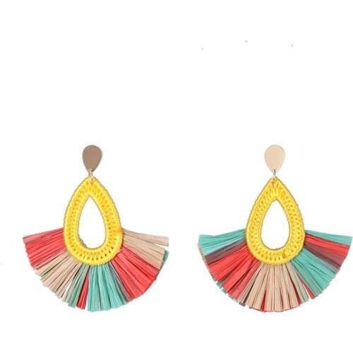 So Fashion Product Of Weave Earrings With Colorful PU Tassel For Gift