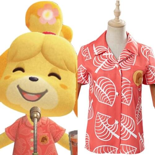 Animal Cosplay Crossing Shirt Isabelle Cosplay Shirt Adult Short Sleeve Shirt Fancy Party Summer Tee Top