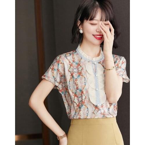 Chiffon Chic Tees Pieces Have Organza Agaric Falbala Palace Restoring Ancient Ways Printed Unlined Upper Garment Women Clothing