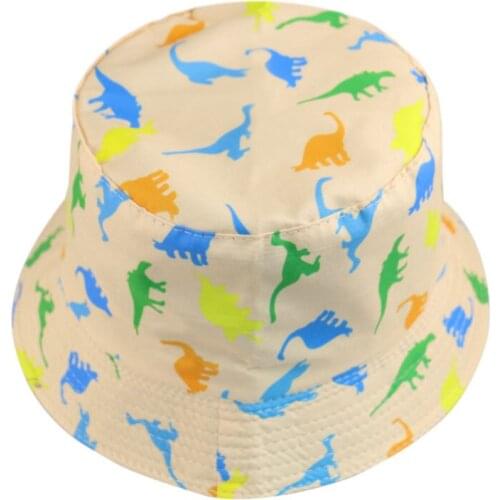 2020 New New Cartoon Dinosaur Printing Bucket Hat Cute Fisherman Hats For Women Mens Fishing Caps Summer Travel Hat Sun Cap