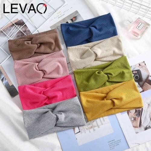 Levao Women Headband Cross Top Knot Elastic Hair Bands Soft Solid Girls Hairband Hair Accessories Twisted Knotted Headwrap