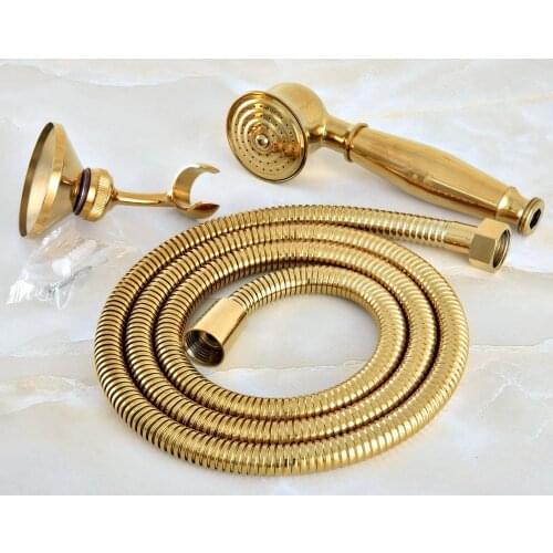 Gold Color Brass Bathroom Telephone Shape Hand Spray Bracket Holder Handheld Shower head 1.5m Hand Held Shower Head Hose mhh044