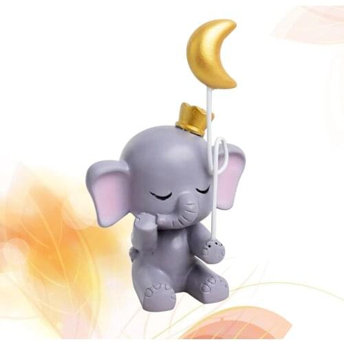 1PC Resin Ornament Elephant Moon Statue Ornaments Resin Crafts Cake Dessert Decor