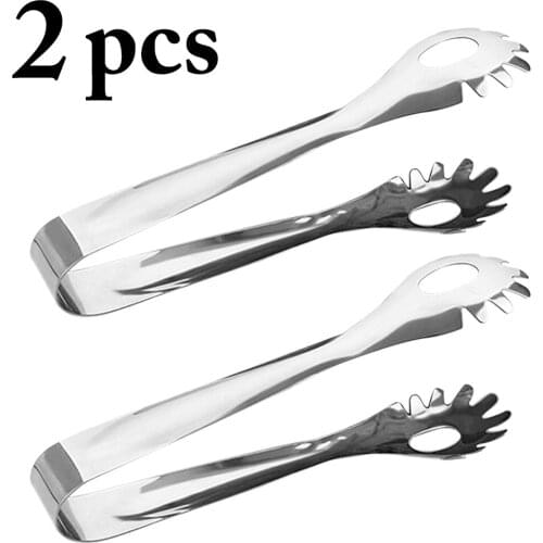 2PCS Stainless Steel Food Tongs Kitchen Tongs Buffet Tongs Salad Bread BBQ Clip Salad Bread Cooking Food Serving Tongs
