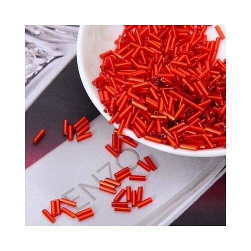 2017 Hot Sale 2*6MM 60G/1440Pcs Glass Seed Bugle Beads Silver Core Czech Jewelry Garment Accessories Red
