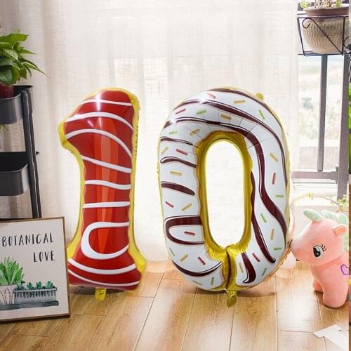 32Inch Donut Digital Foil Balloon Kids Toy Sweet Digital Balloon Fruit Ice Cream Helium Balloon Birthday Party Decoration