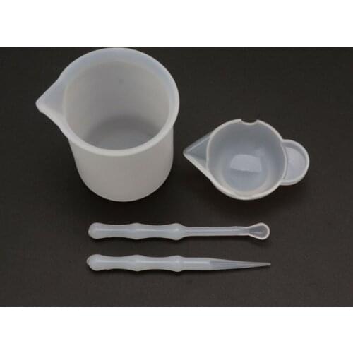 4Pcs Reusable Washable Silicone Resin Mixing Measuring Divided Cups Tools Kit Sticks Spoon UV Epoxy Resin Jewelry Tools