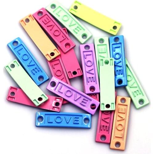 5Pcs Connectors Love Letters Painted For Charms Necklaces Mixed Colorful Zinc Metal Alloy Jewelry DIY Finding 35mm