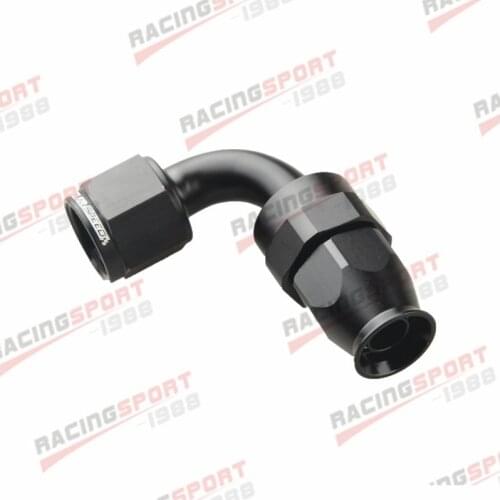 -8 AN AN8 8AN 90 Degree PTFE Swivel Hose End Fitting Adapter Black