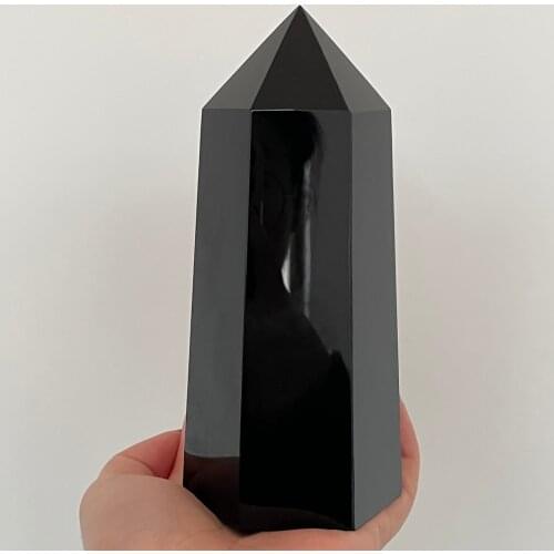 800-900g Natural Obsidian Obelisk Point Quartz Crystal Wand Healing