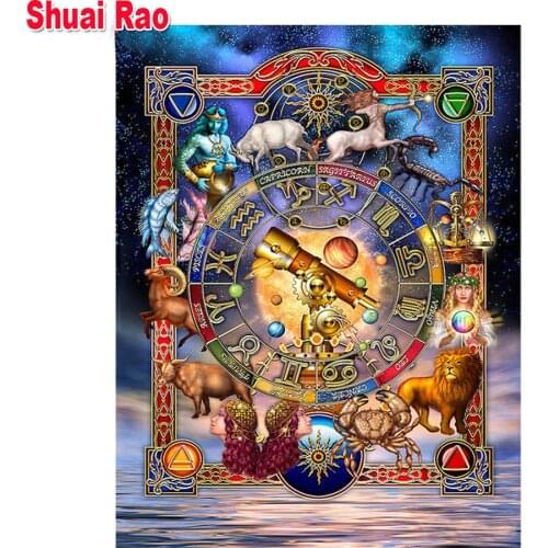 Constellation 12 Zodiac Diamond Embroidery sale Rhinestone painting 5D DIY Diamond Painting Cross Stitch full square round drill