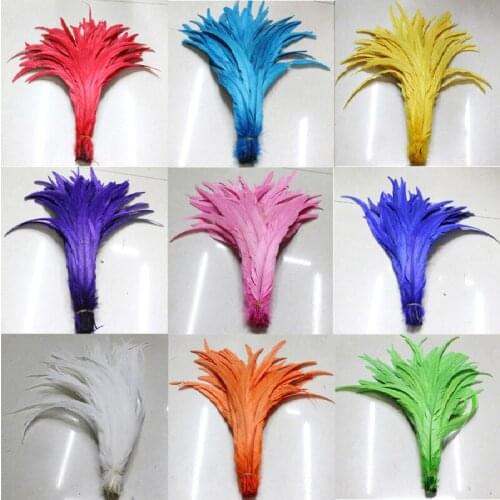 Free Shipping 500pcs/lot coque feather mix color Dyed chicken feather 35-40cm 14-16 inches rooster tail feather