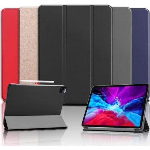 Cover For Apple iPad Pro 12.9 Case 2020 Folding Stand Hard PC Back Smart Case for Funda iPad Pro 12 9 Cover 4th Generation Capa