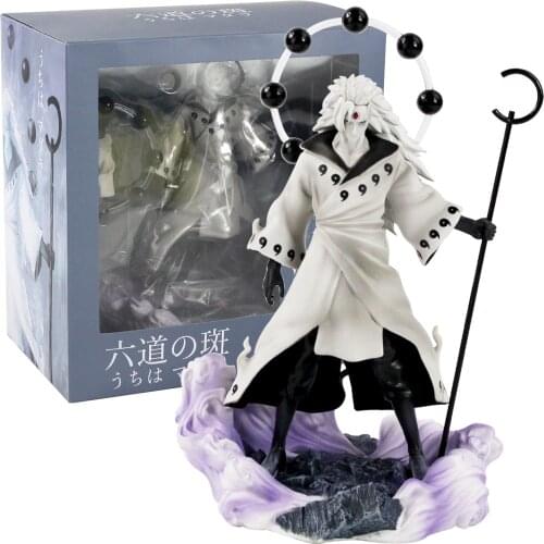 27cm Naruto Shipppuden Anime Uchiha Madara with Weapoon Action Figure Cartoon Decoration Figure Model Toy Kids Gift Brinquedo