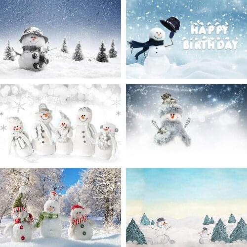 Mehofond Winter Scenery Background Forest Snow Snowman Baby Shower Birthday Party Photography Backdrops Photo Studio Photophone