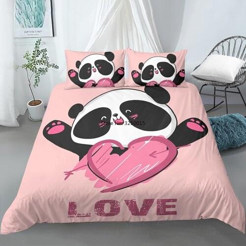 3D Panda Bedding Set White Black Duvet Cover Cartoon Pandas Stars Printed Design Boys Girls Animal Bedding Sets Duvet Cover Set